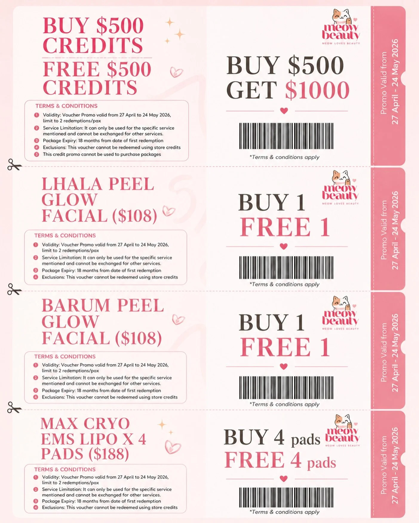 MAY PROMO 🔥

We&rsquo;ve dropped some super worth vouchers &mdash; perfect if you&rsquo;ve been waiting to try or restock your treatments 👀

Glow skin, body sculpting &mdash; all covered ✨

📅 purchase vouchers from 27 April &ndash; 24 May
⚠️ 2 red