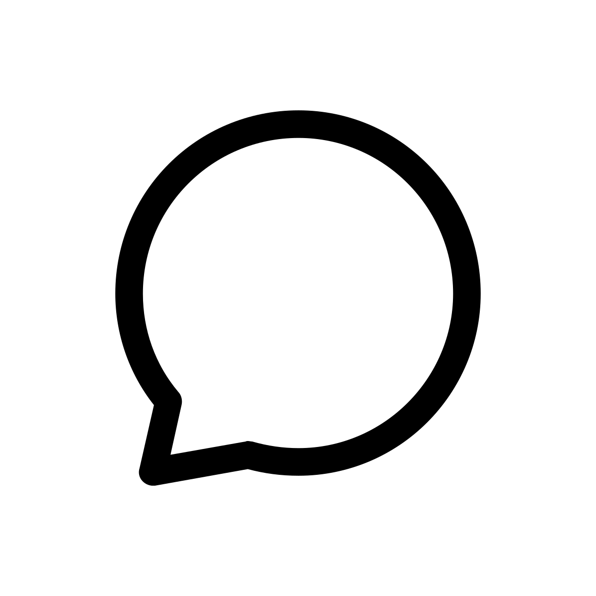 Icon of a speech bubble with a black outline on a white background.