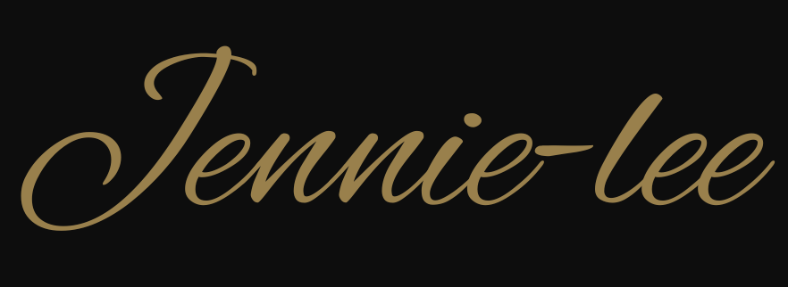 The name "Jennie-lee" written in elegant, gold cursive font on a black background.