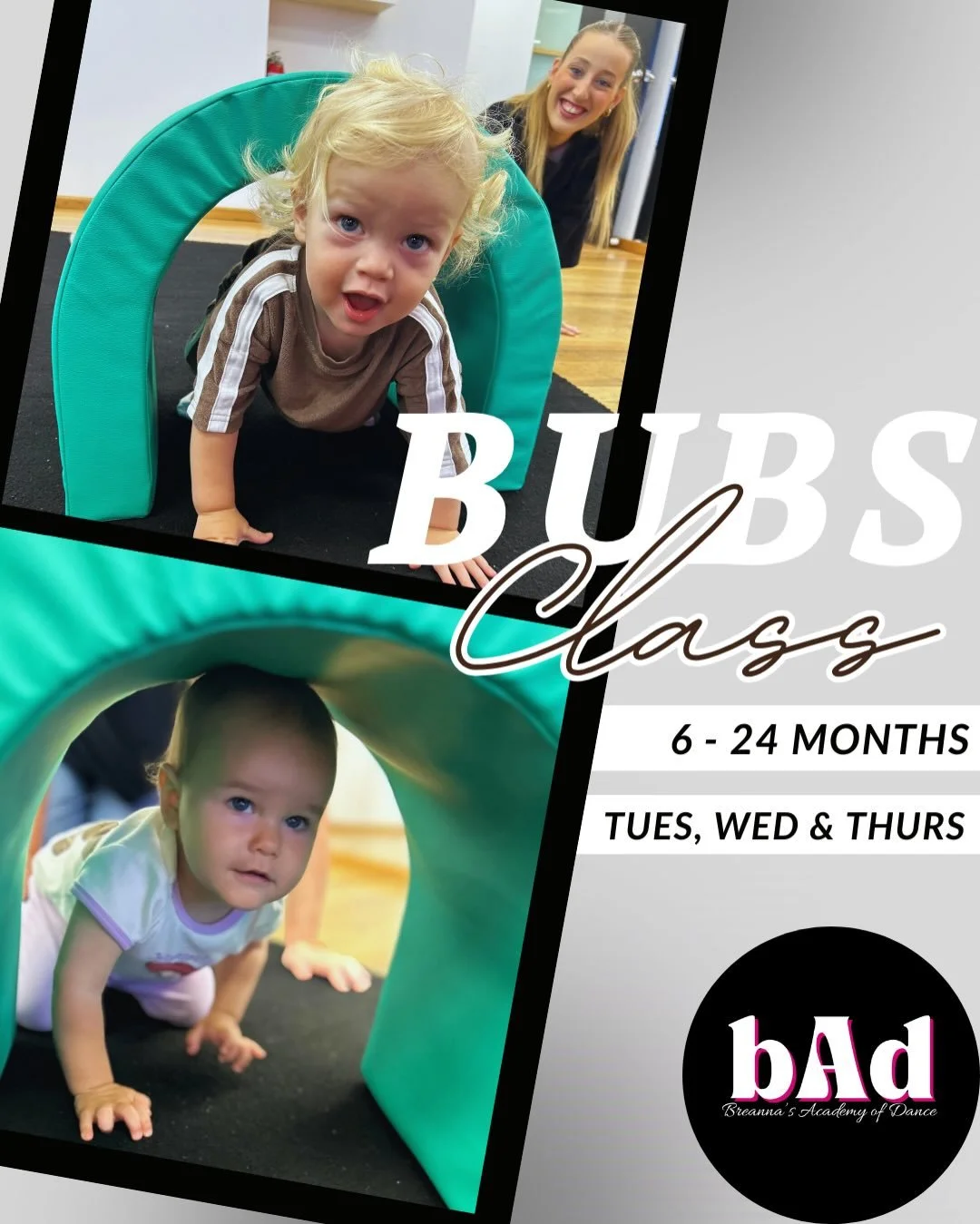BUBS CLASS ✨ 

Our Bubs Class (6&ndash;24 months) is all about play, movement and sensory exploration &mdash; with a grown-up by their side!

Tues, Wed &amp; Thurs morning classes
9-9:45am
Casual enrolment for all of Term 1, pay as you go!

ENQUIRE N
