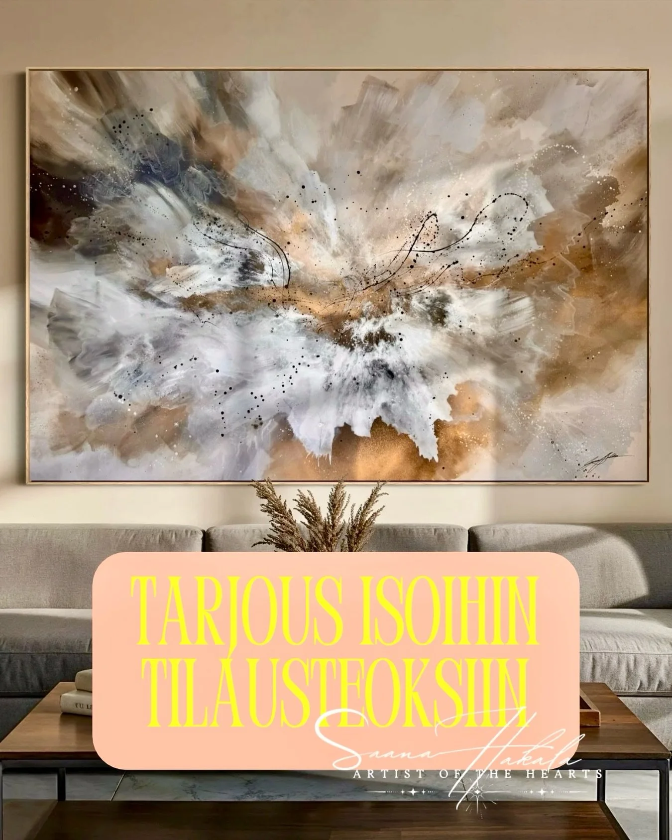 Tarjous 🤎🪽🤍

Nyt kaikki isot tilausteokset vain 1000&euro; noudettuna!
(Norm.1300-1500&euro;)

Koskee kokoja:
150x100
180x120
200x100

Nouto Eurajoen ateljeelta 🪽
Tarjous voimassa toukokuun loppuun 🌸🧚🦋✨