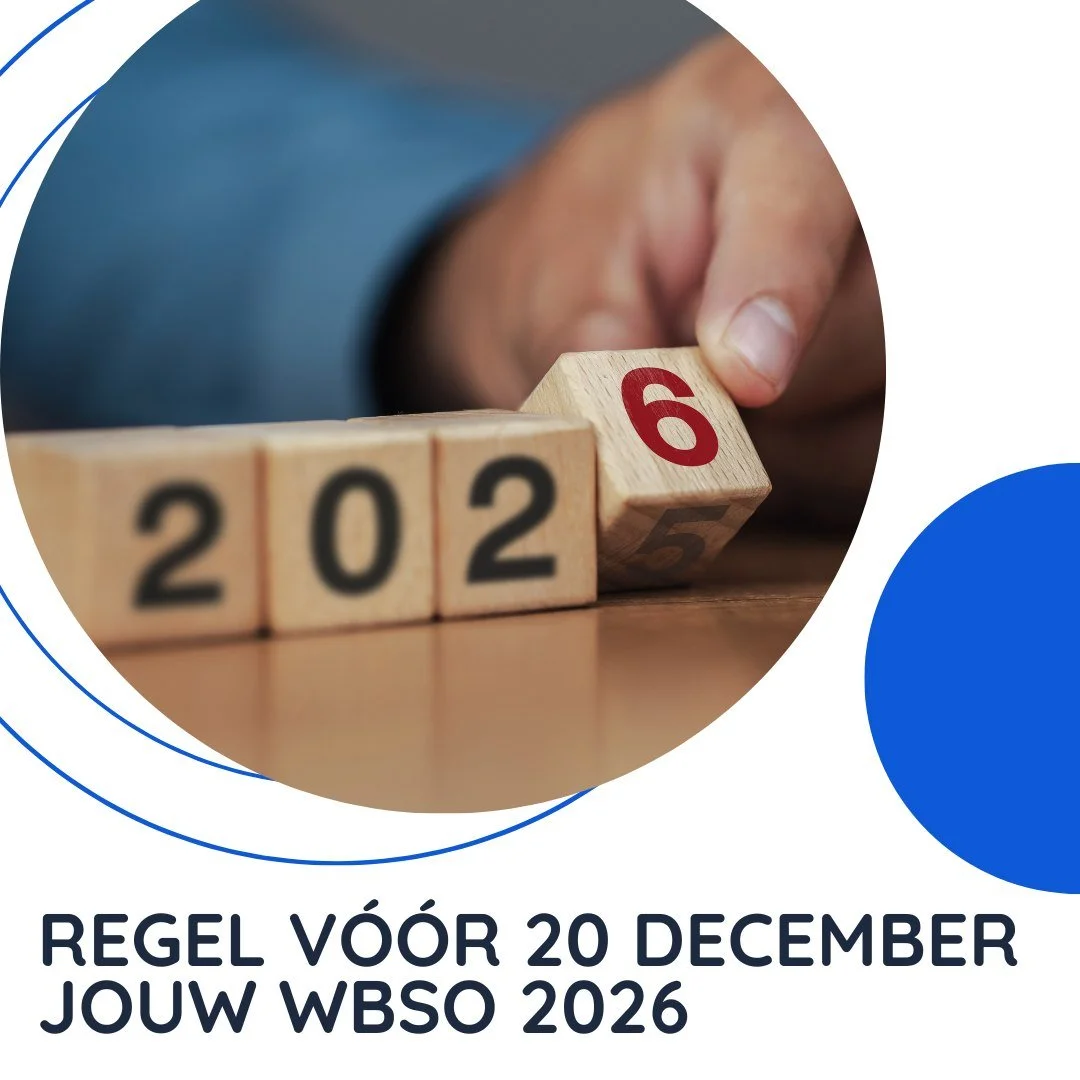 WBSO 2026 aanvragen? Let op de deadline!

Wil jij fiscaal voordeel voor al je R&amp;D-projecten in heel 2026? Dien je WBSO-aanvraag uiterlijk 20 december 2025 in. Zo weet je zeker dat je vanaf 1 januari 2026 kunt profiteren van de regeling.

Wij help