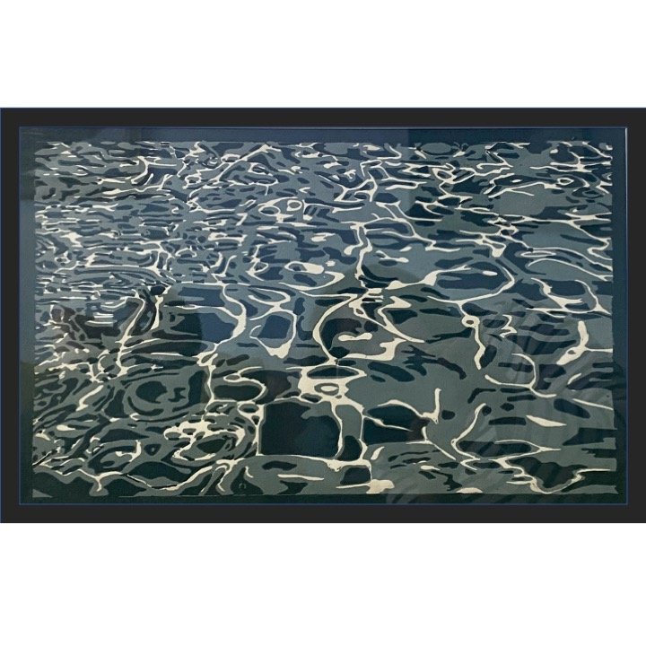 "Pool Surface" linocut print