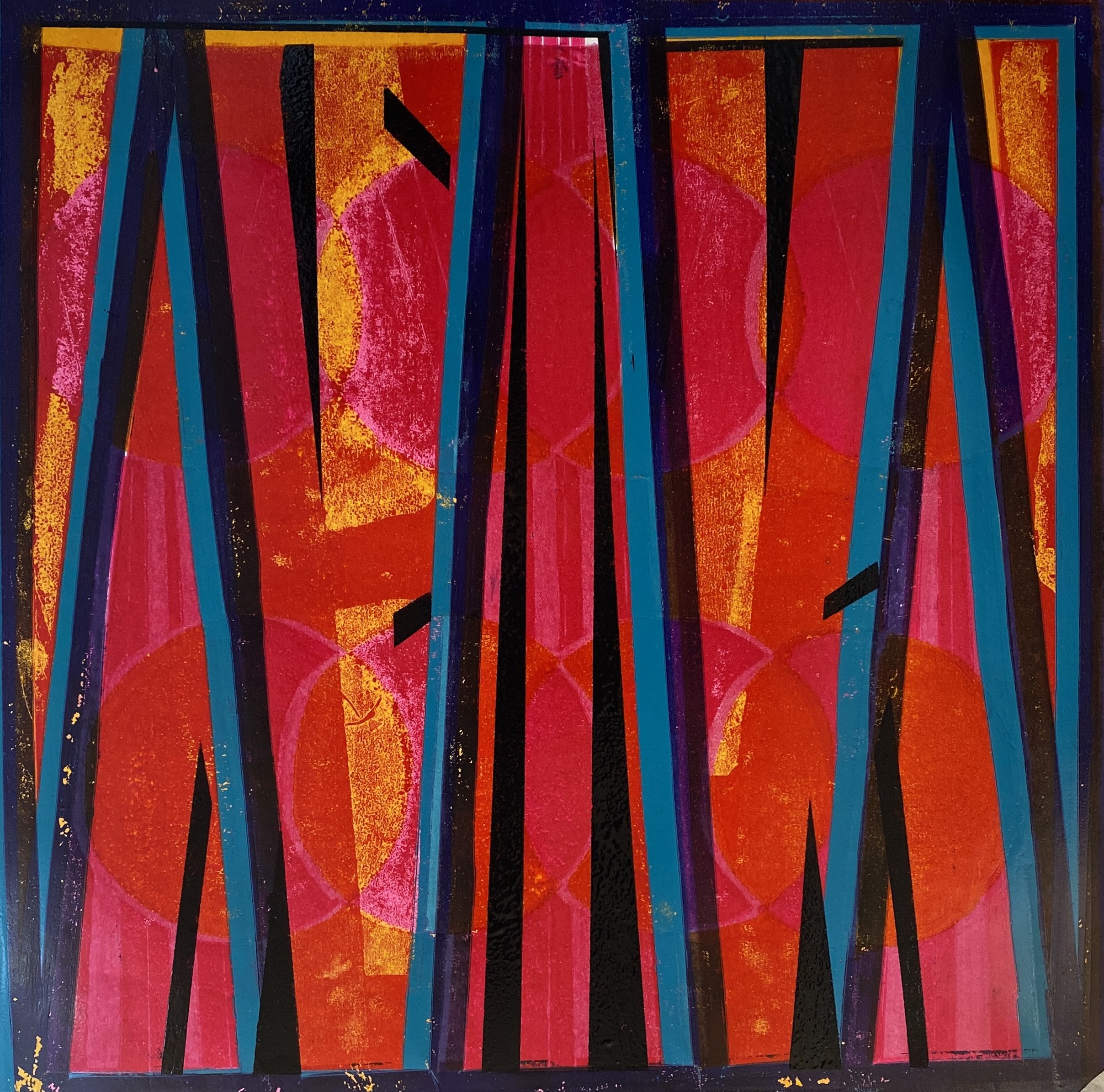 "Block Chords" 5/30VE woodcut, block and pouchoir