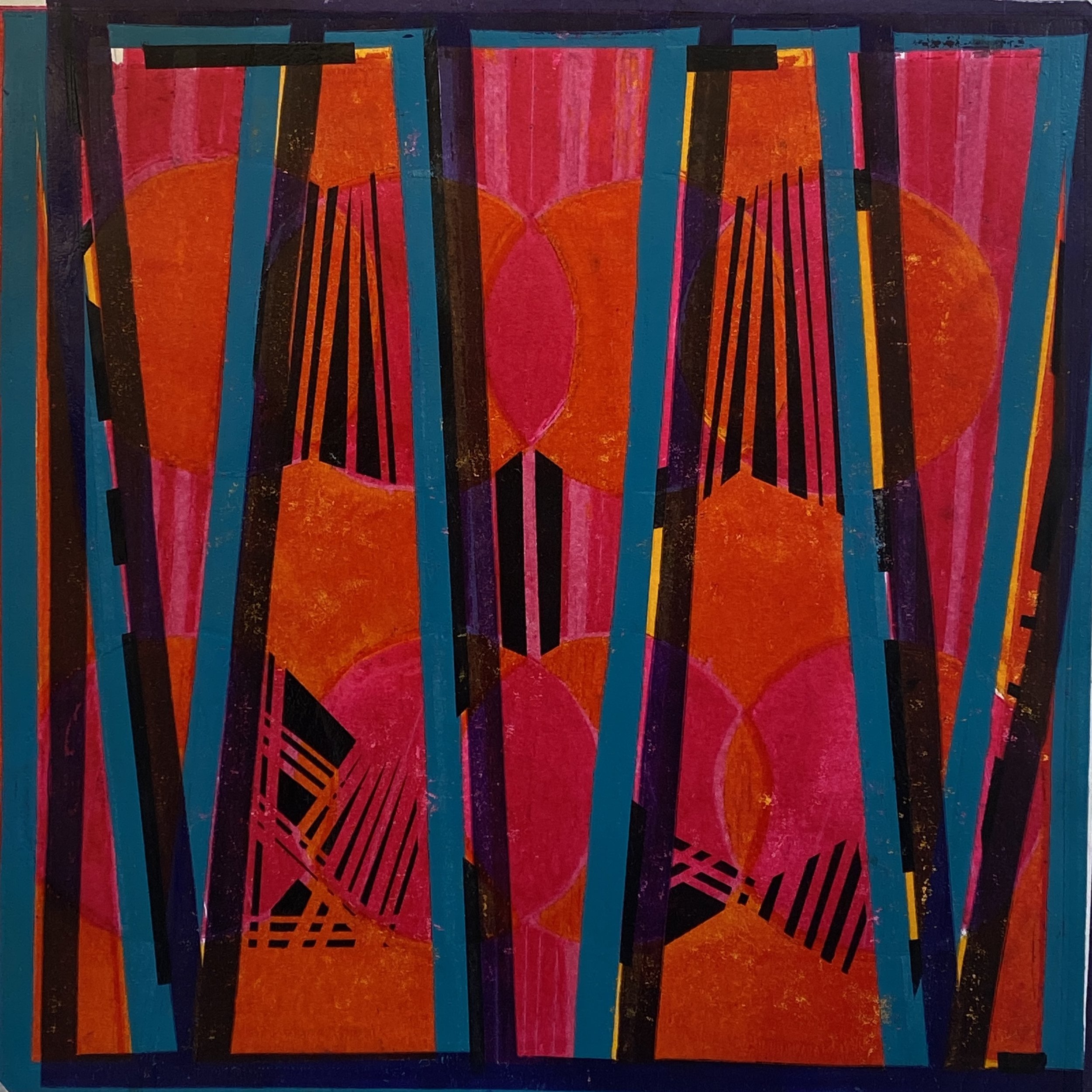 "Block Chords" 4/30VE woodcut, block and pouchoir