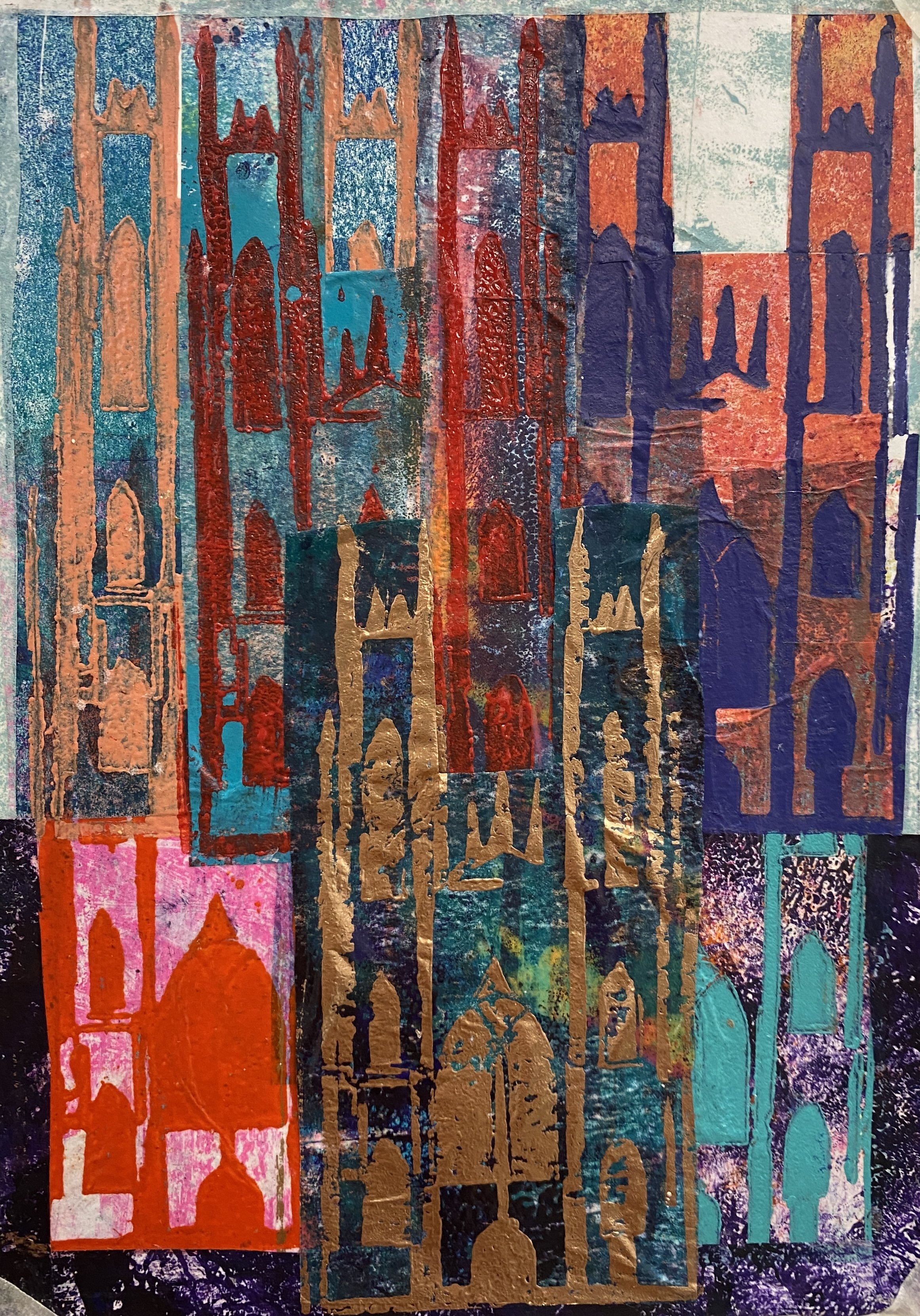 "Beverley Minster" 2/6VE linocut with chine-collé