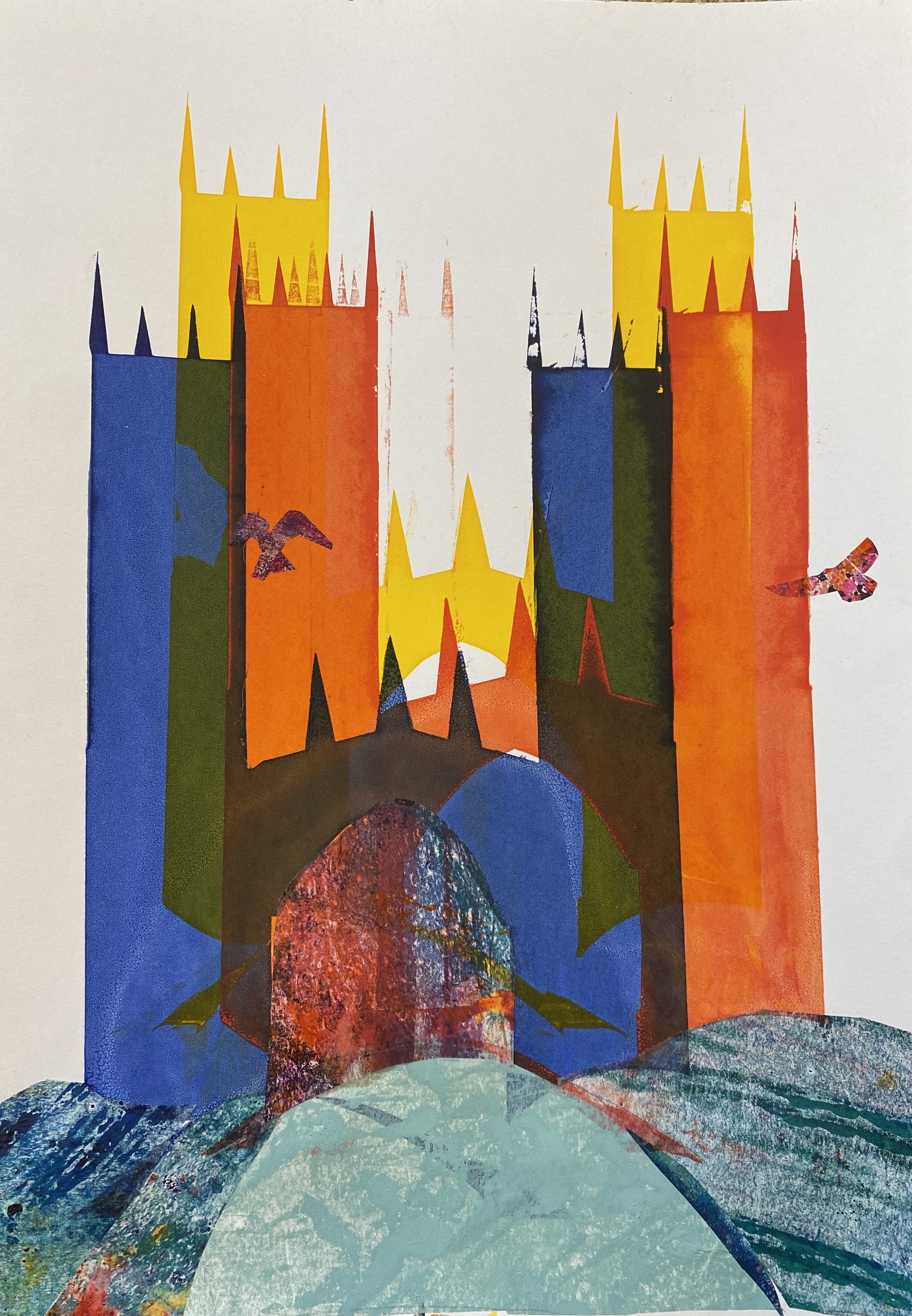 "Beverley Peregrines" 2/10VE screenprint with chine-collé