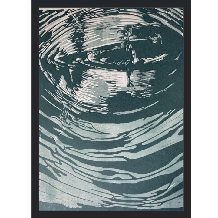 "Droplet" linocut print