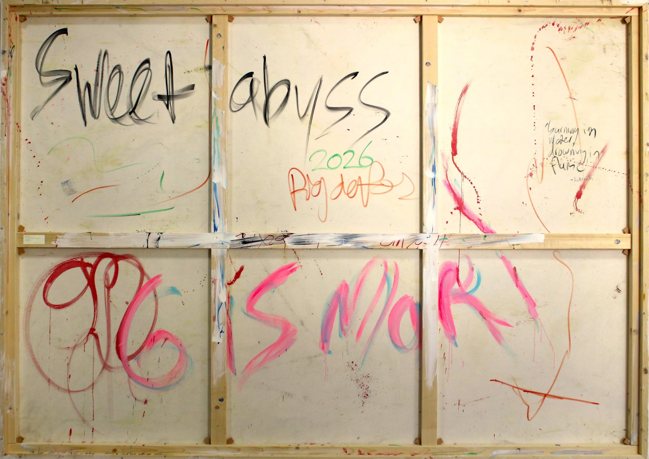 Backside. Sweet abyss, 2026. Acrylic and oil on canvas, 211x296cm, inv.GM26-11. © Gís Marí