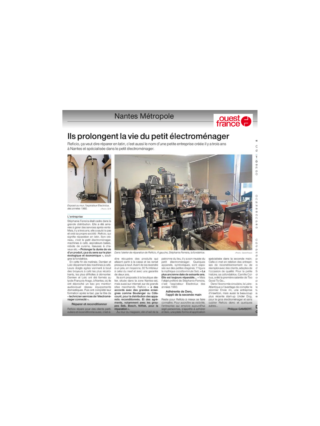 Ouest France « Prolonger la durée de vie » : ils réparent le petit électroménager à Nantes