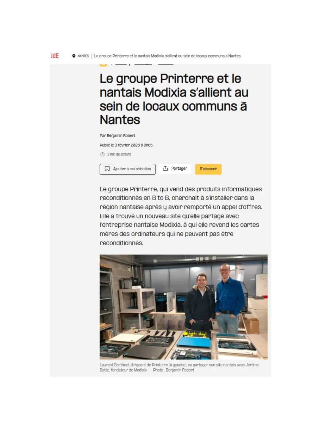 Modixia dans le Journal des Entreprises