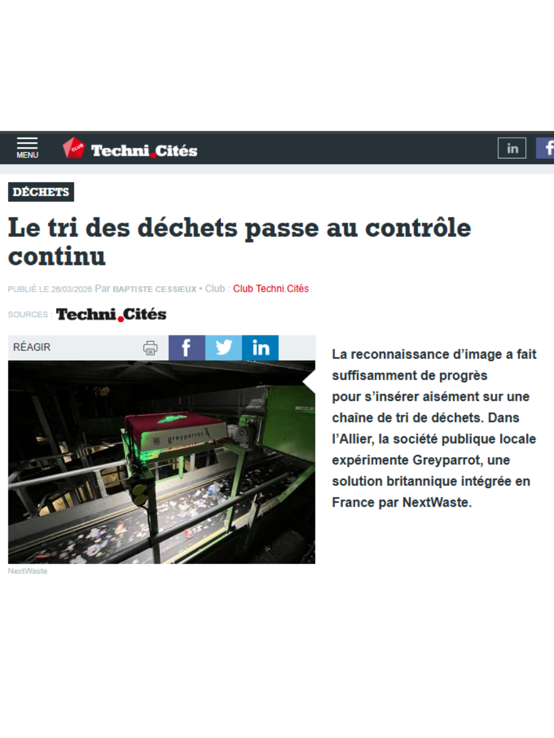 Article dans TechniCités 
