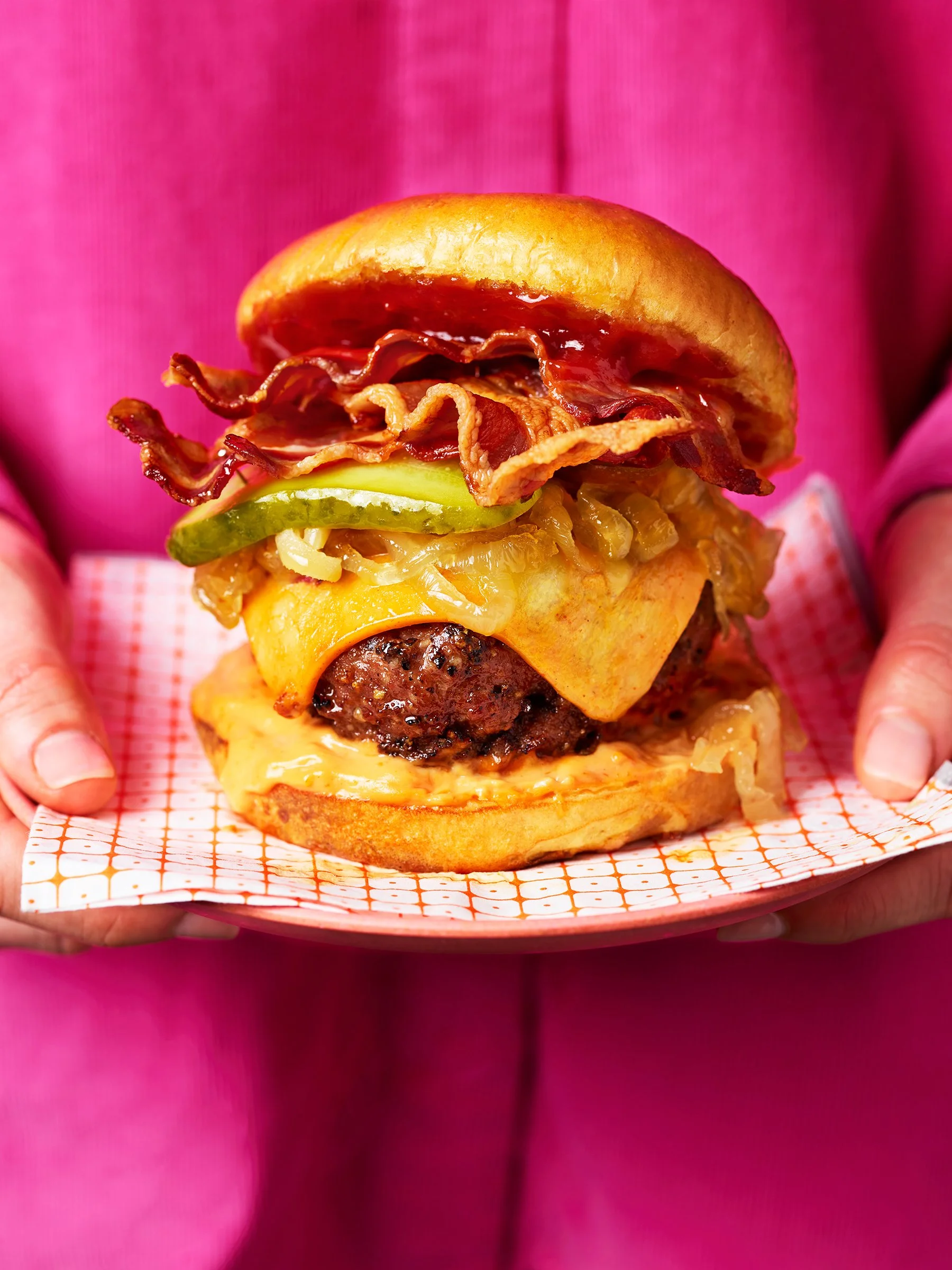 American Bacon & Cheese Burger. Photography by London based photographer Danielle Wood