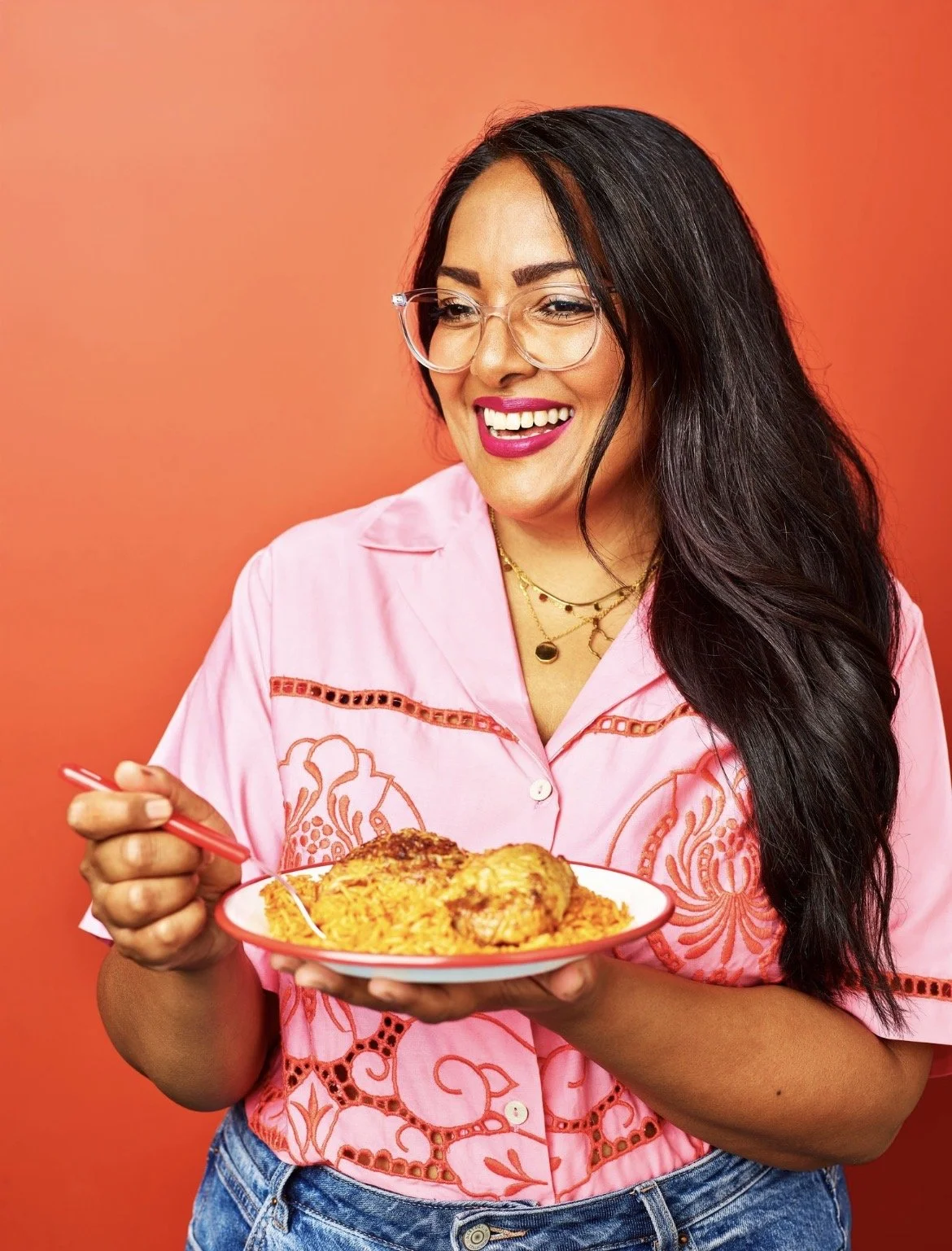 Portrait of Shelina Permalloo from What To Cook When Everyone's Hungry cookbook by Shelina Permalloo.  Photographer Danielle Wood.