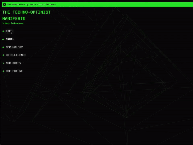 The Techno-Optimist Manifesto
Web Design 2025