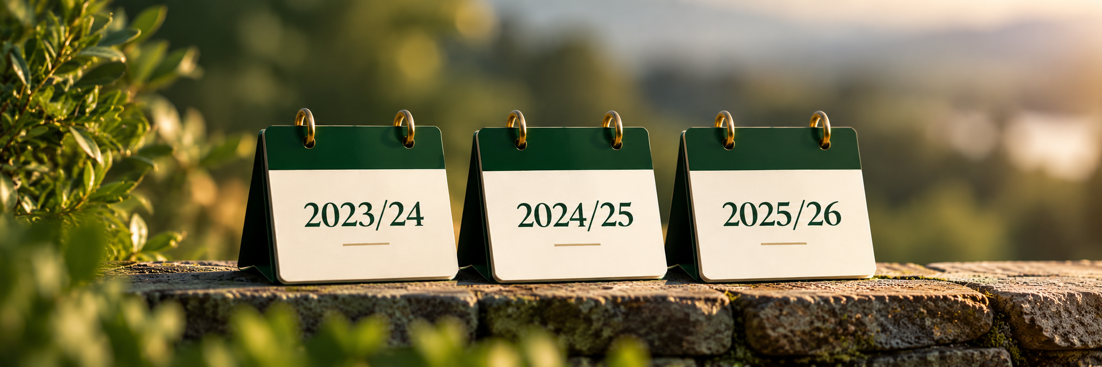Image of calendars showing the past three years