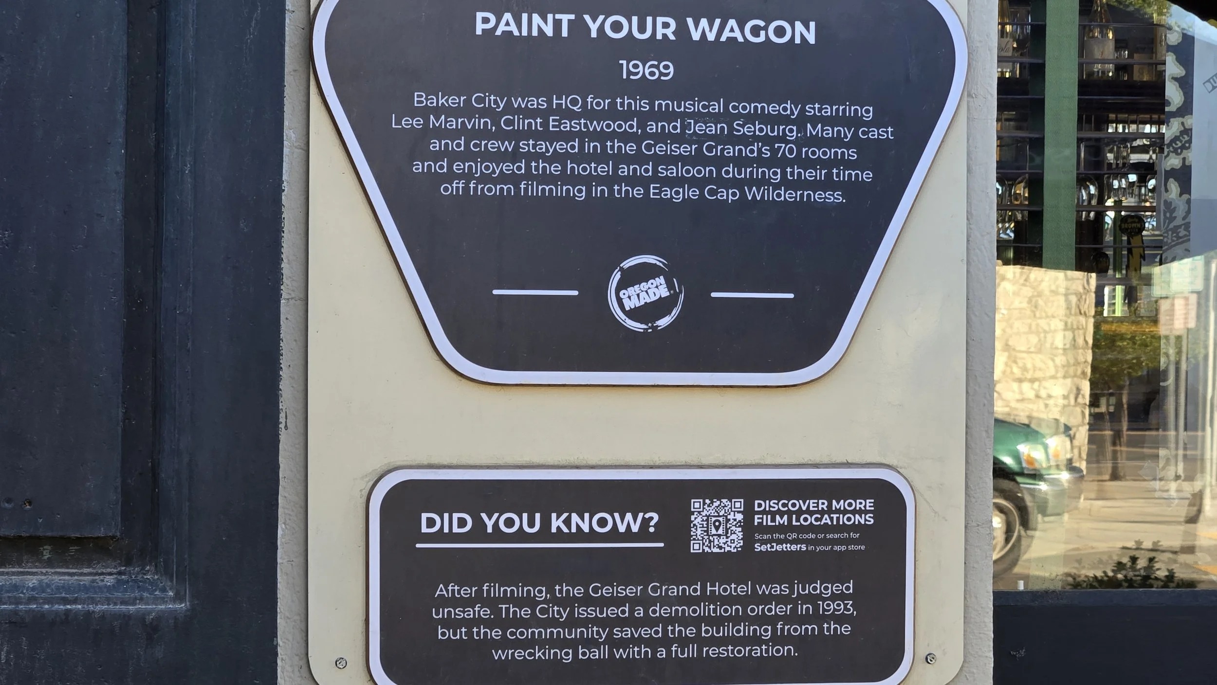 Paint Your Wagon Plaque At Geiser Grand
