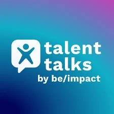 Logo for Talent Talks by be/impact with a multicolored gradient background