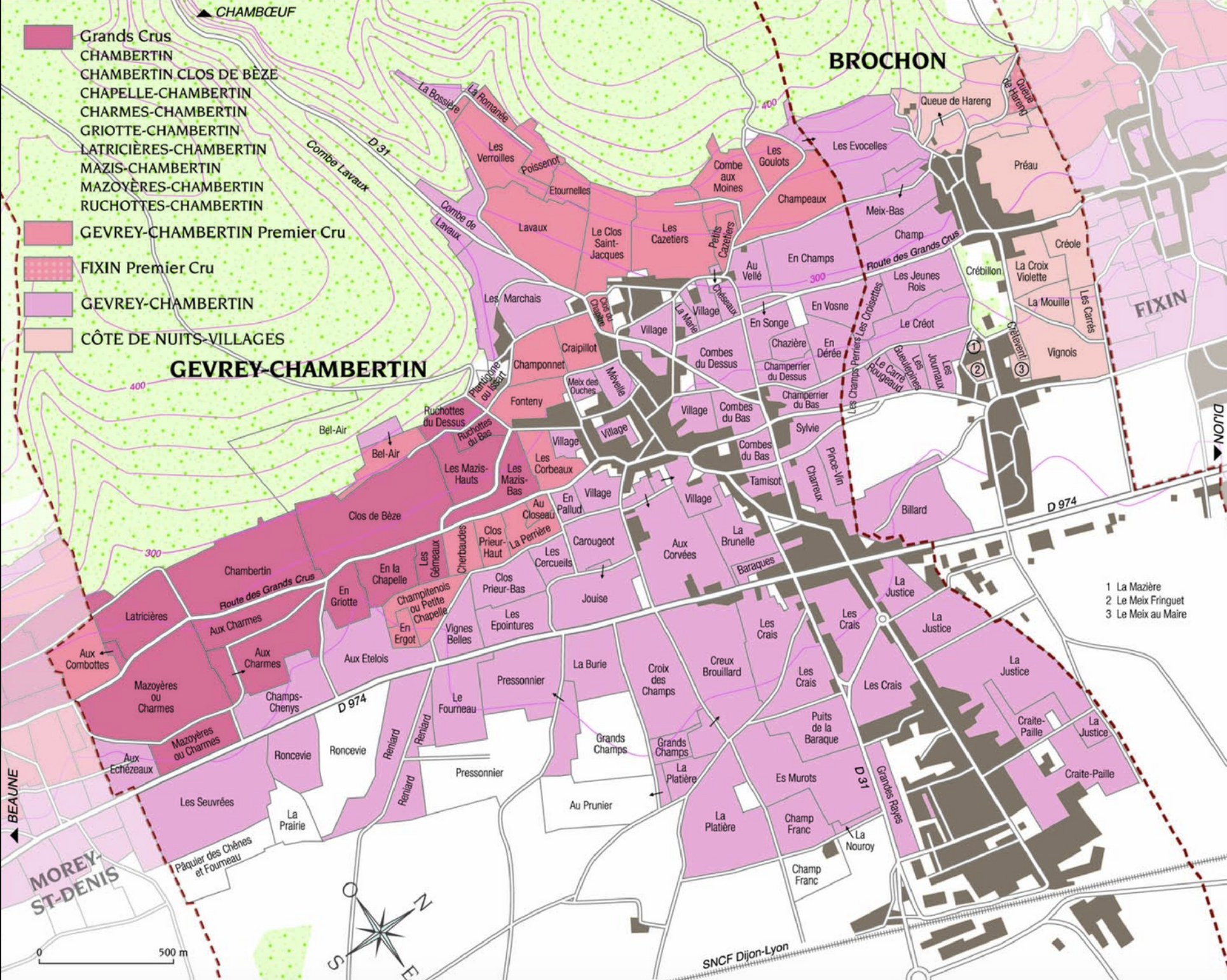 Map Villages of Gevrey-Chambertin Burgundy