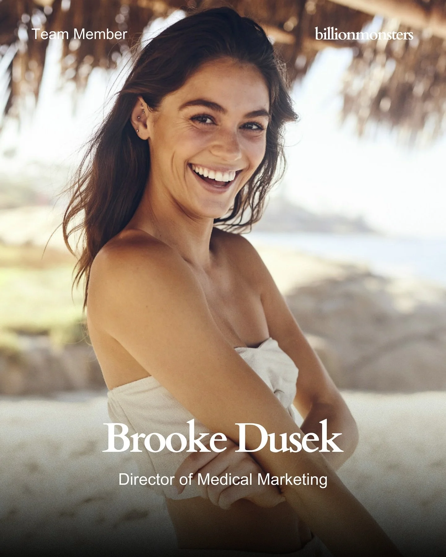 Our long overdue introduction of Brooke Dusek, the Director of Medical Marketing at BILLIONMONSTERS.

Brooke brings a strong marketing background shaped by years managing high-profile cosmetic doctors with global audiences. She&rsquo;s helped grow an
