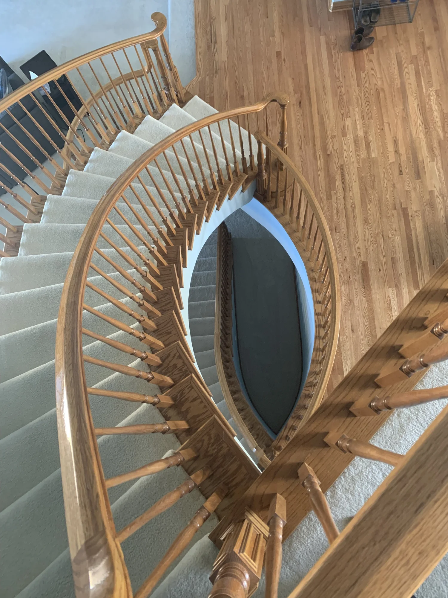 The original oak staircase from above