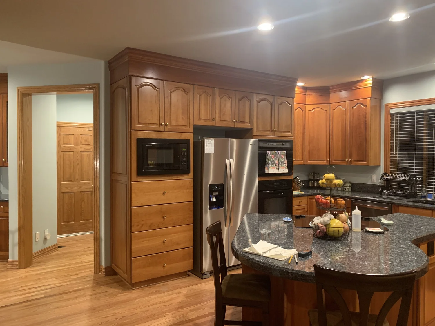 The original refrigerator wall, where the pantry arch now stands