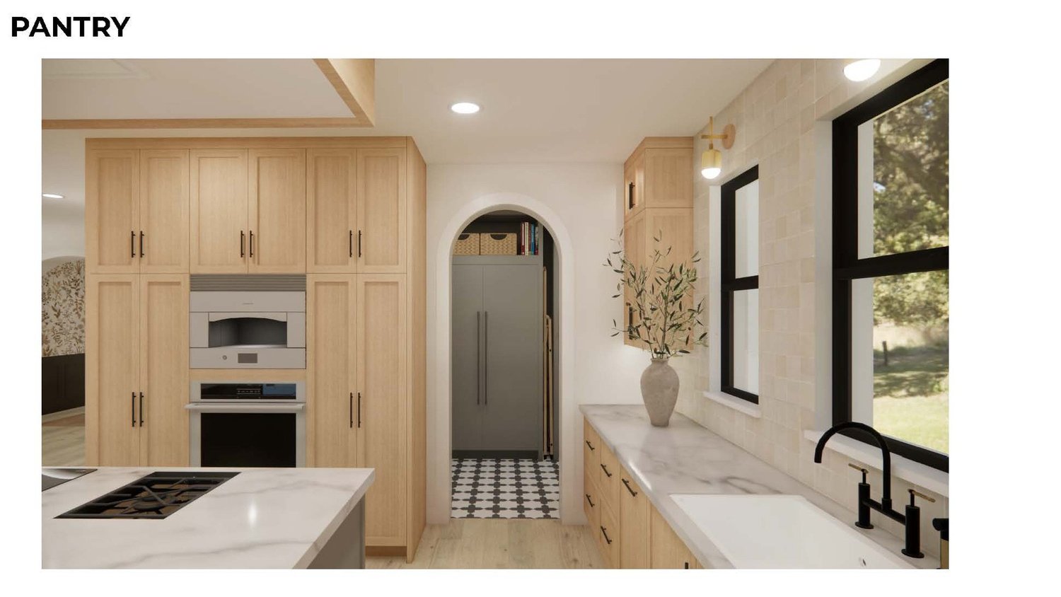Rendering of the oven wall and the arch into the pantry