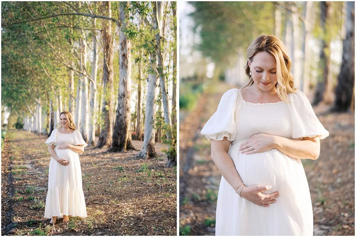 pregnant woman wearing dress at kai kai farms