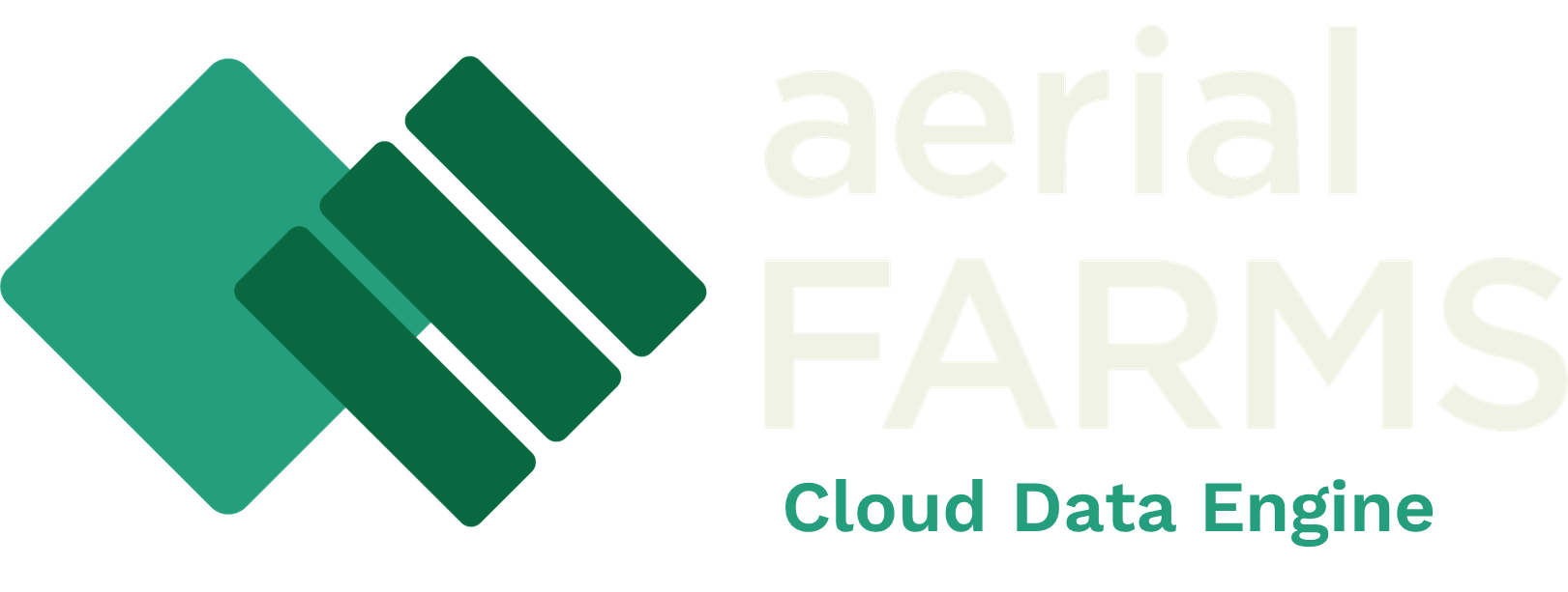 Logo of aerial FARMS with a stylized green diamond shape and the words "aerial FARMS" and "Cloud Data Engine".