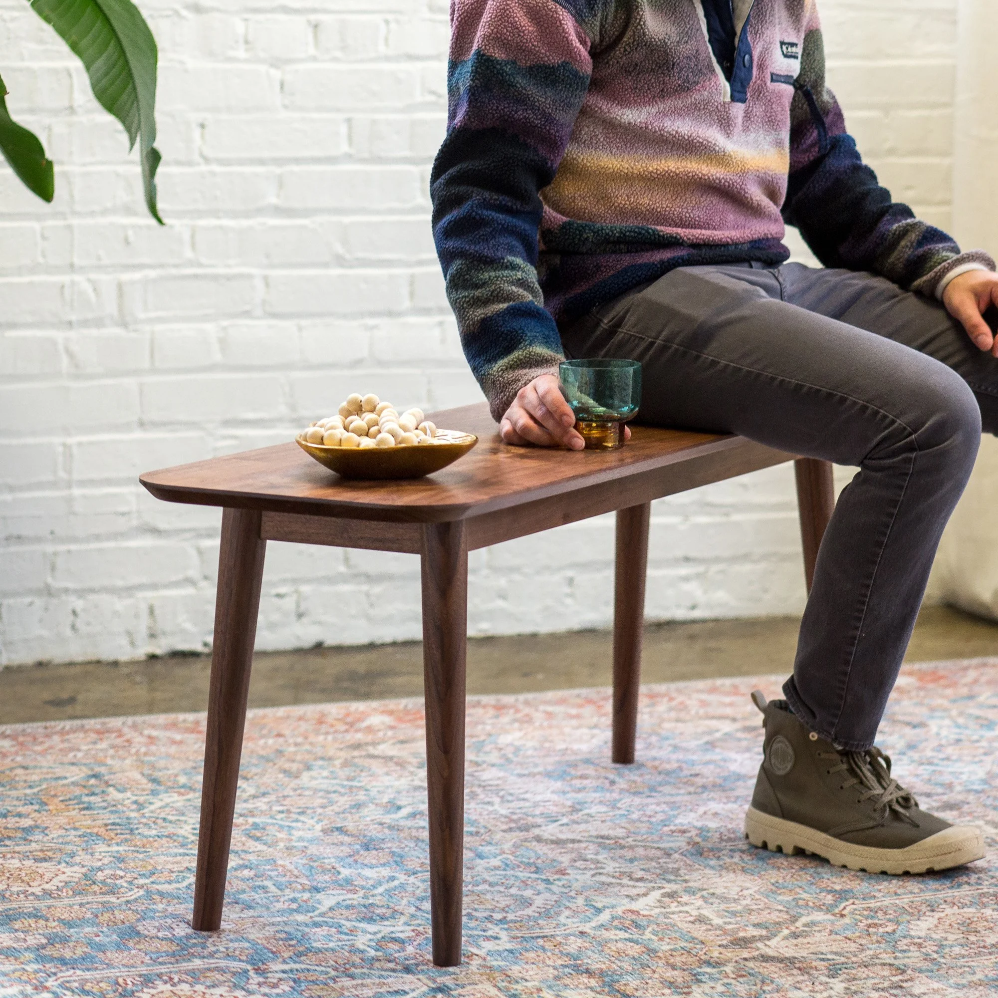 Mid-Century Modern Walnut Bench