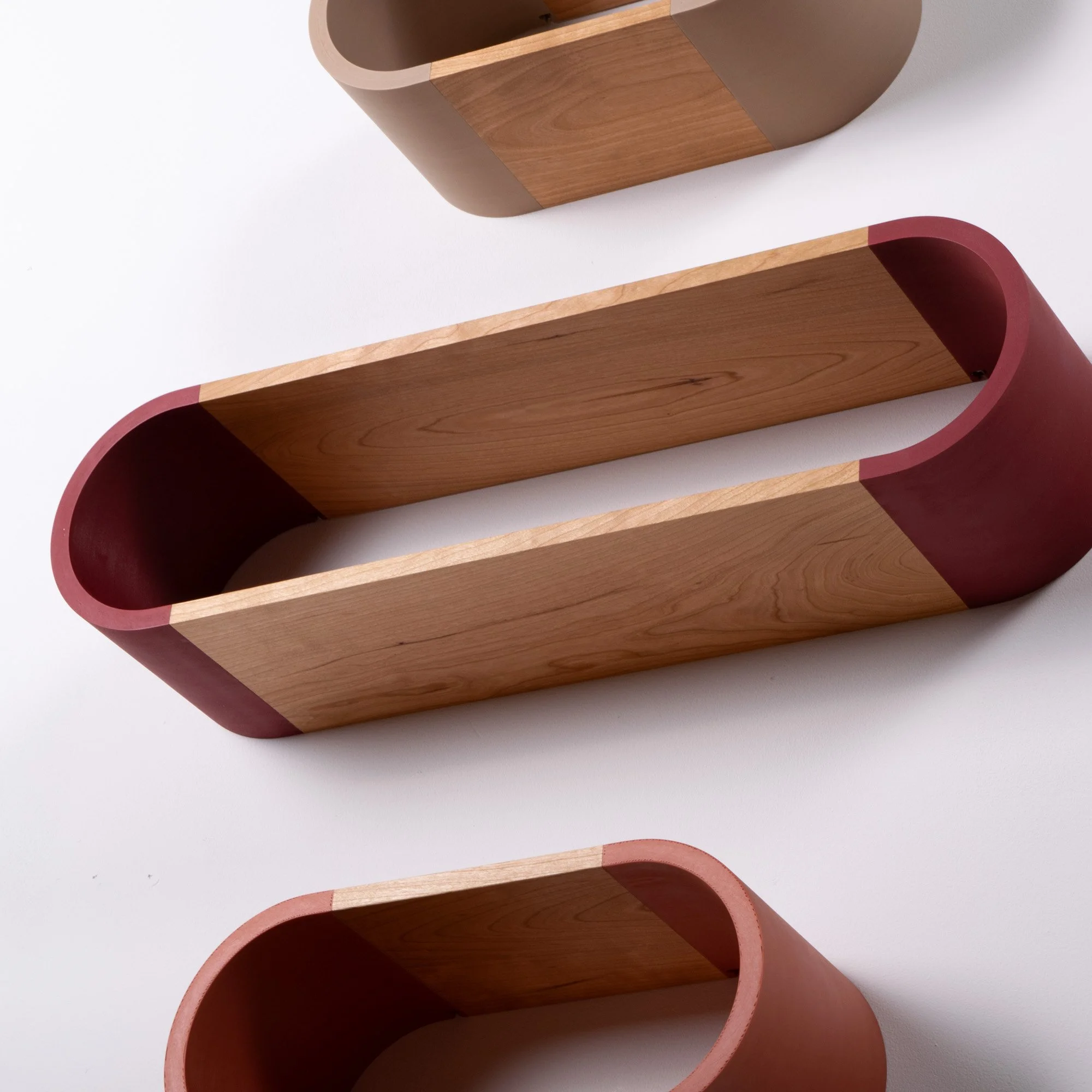 3d printed floating shelf with cherry accents set of 3