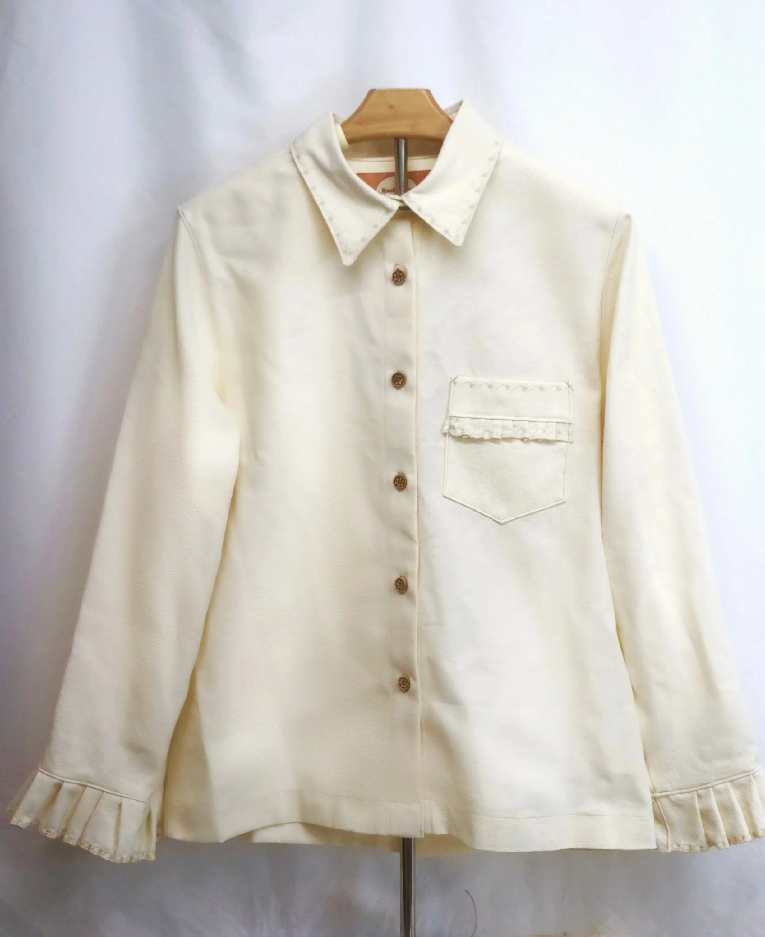 Long Sleeve Ruffle Blouse- Tan