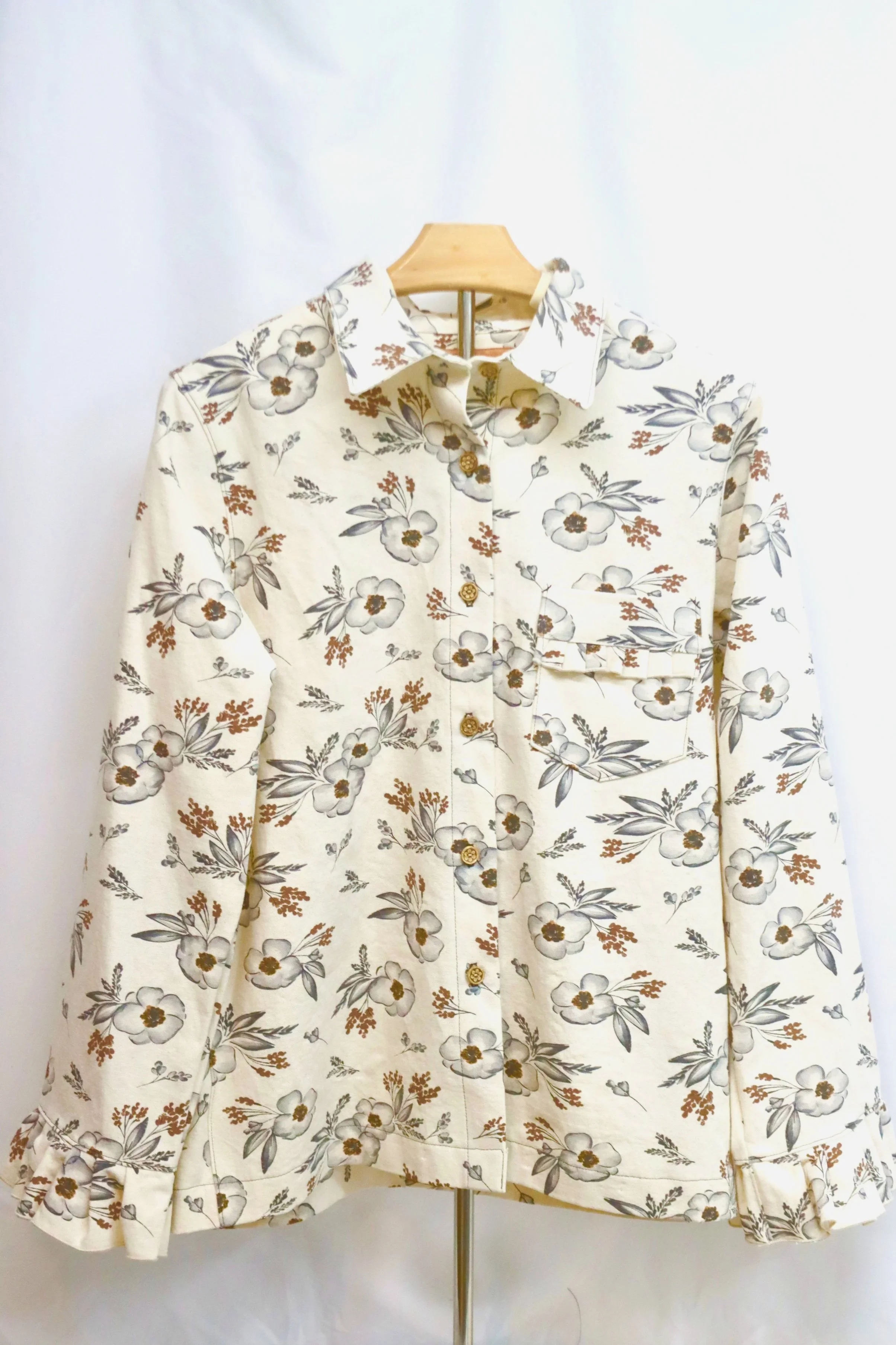Long Sleeve Ruffle Blouse- Floral