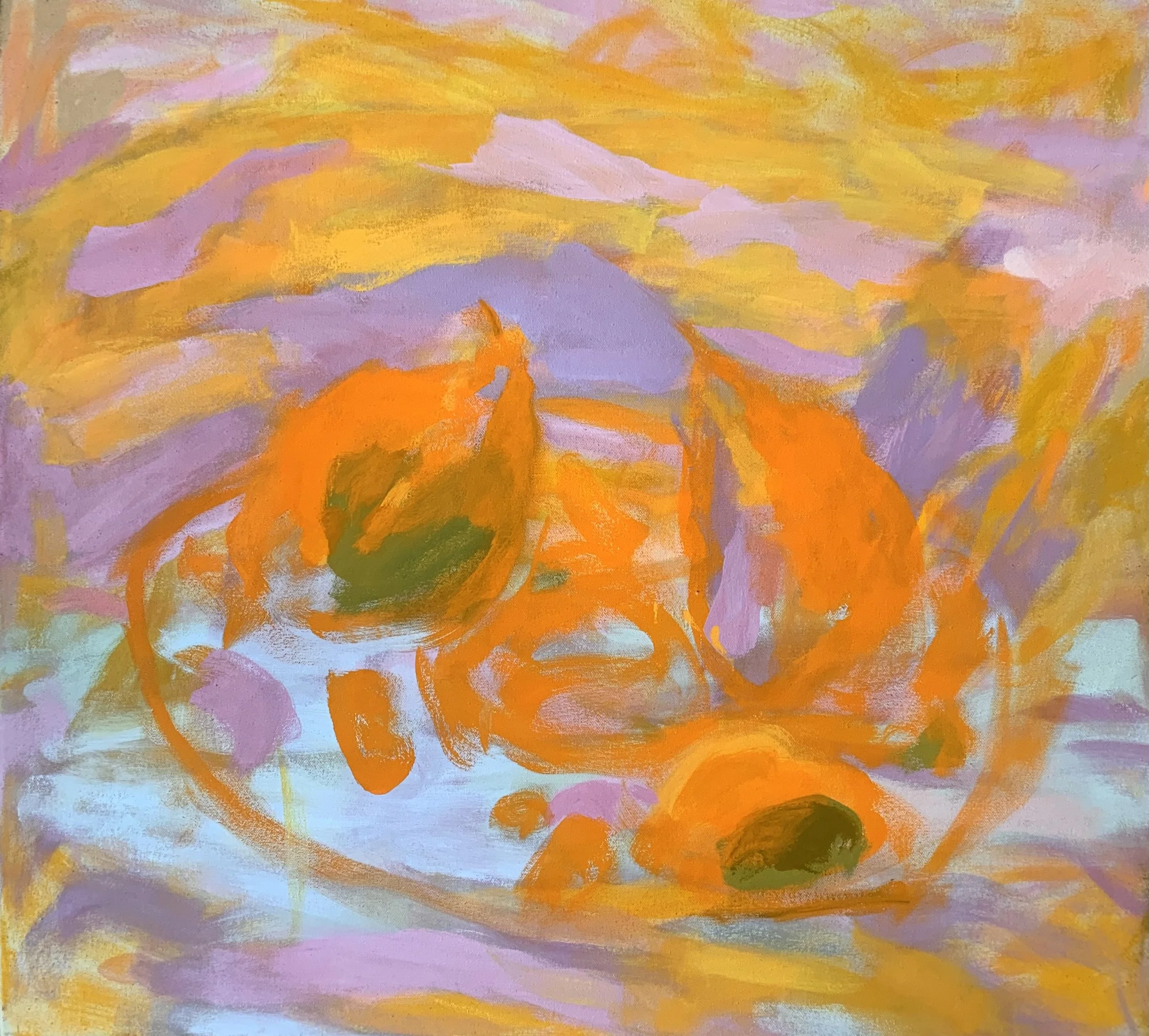 Kuuntelen rytmiä tutkin väriä / I listen to the rythm I explore the color / tempera on canvas / 55x60 cm