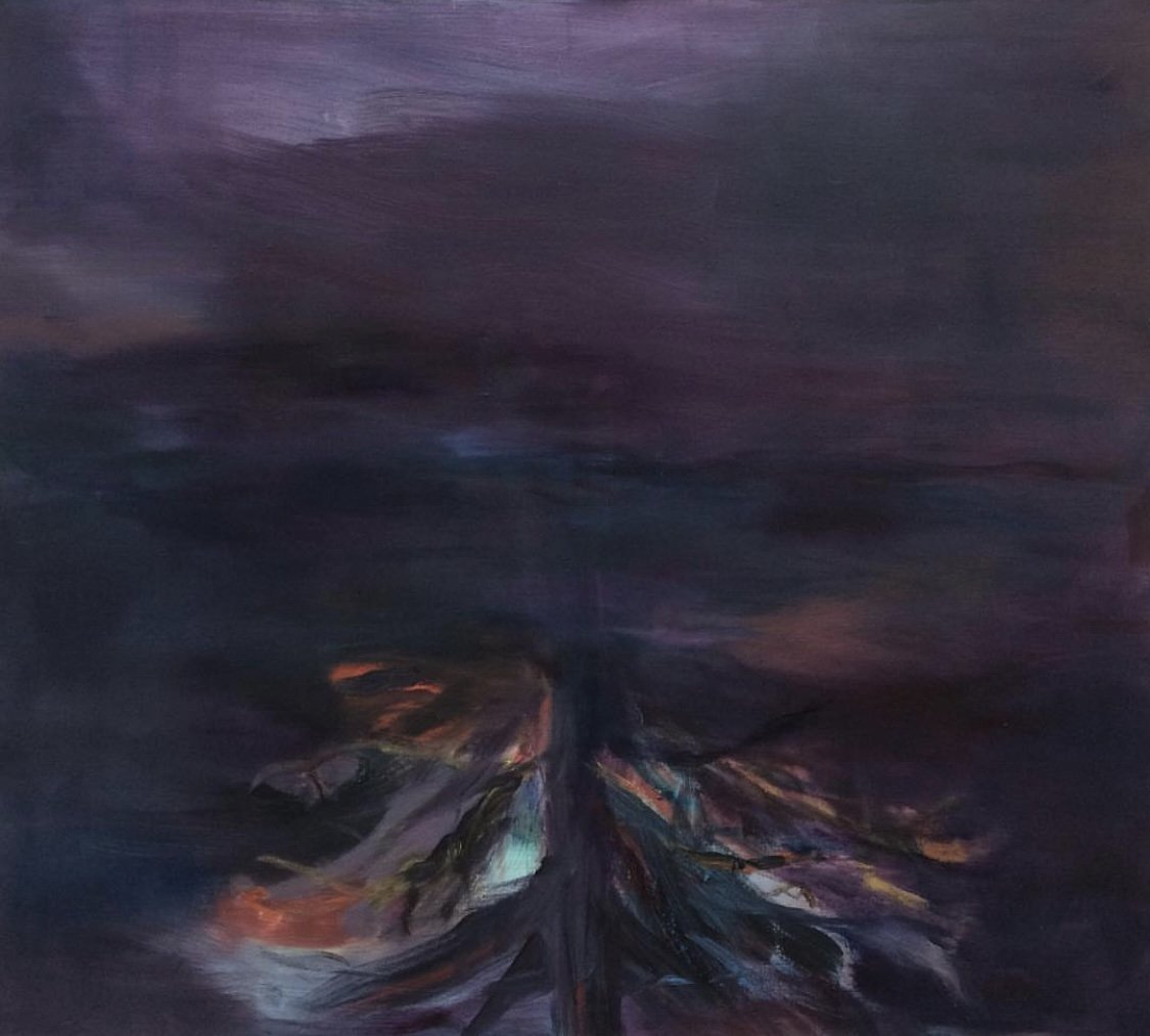 Uskoen minä kätken sieluuni ja sydämeeni sanasi / In faith I embrace Thy words with my heart and soul / oil on linen / 100x100 cm