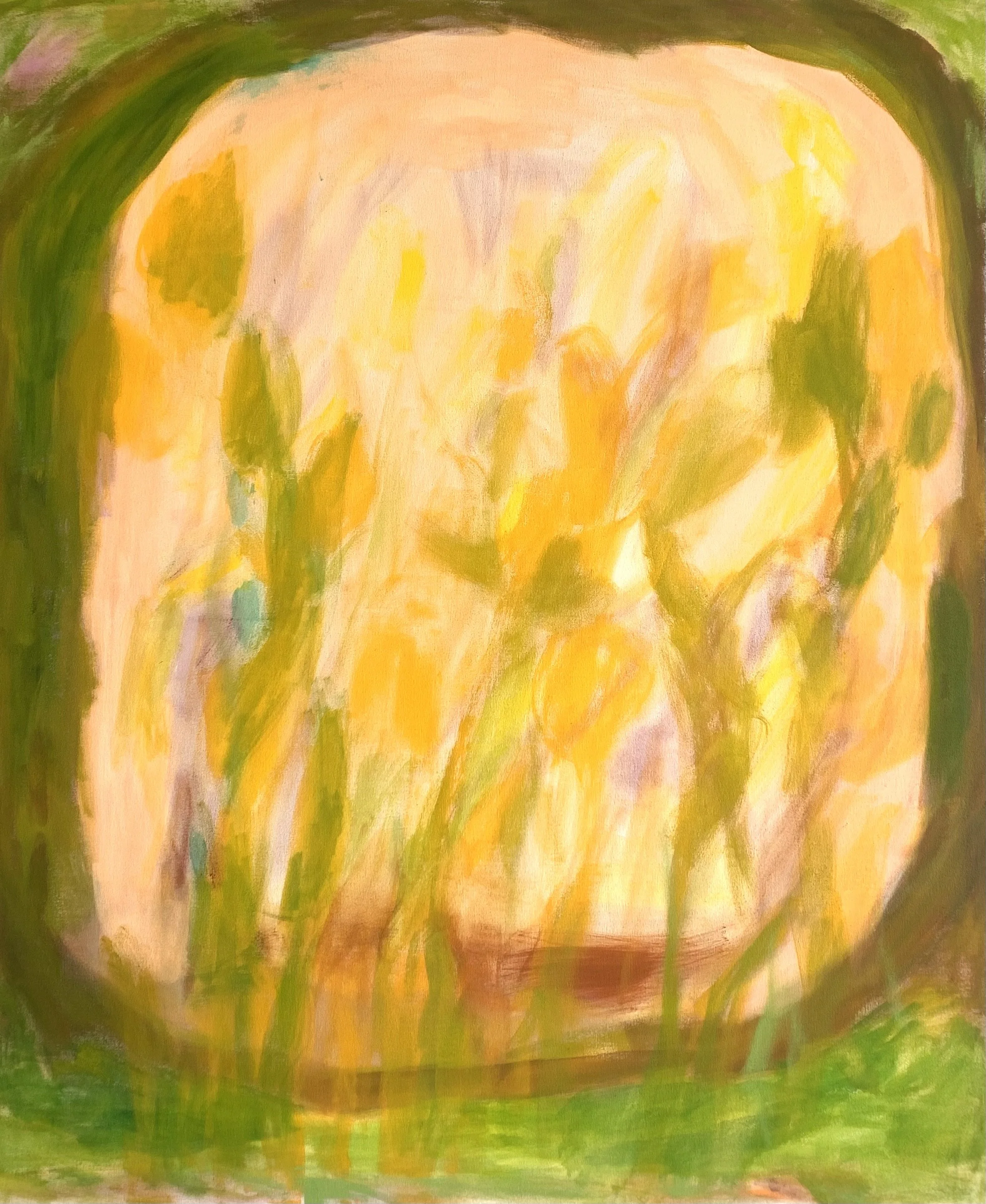 Valo ympäröi minut kuin viitta / I wrap myself in light as with a garment / tempera on canvas / 120x100 cm