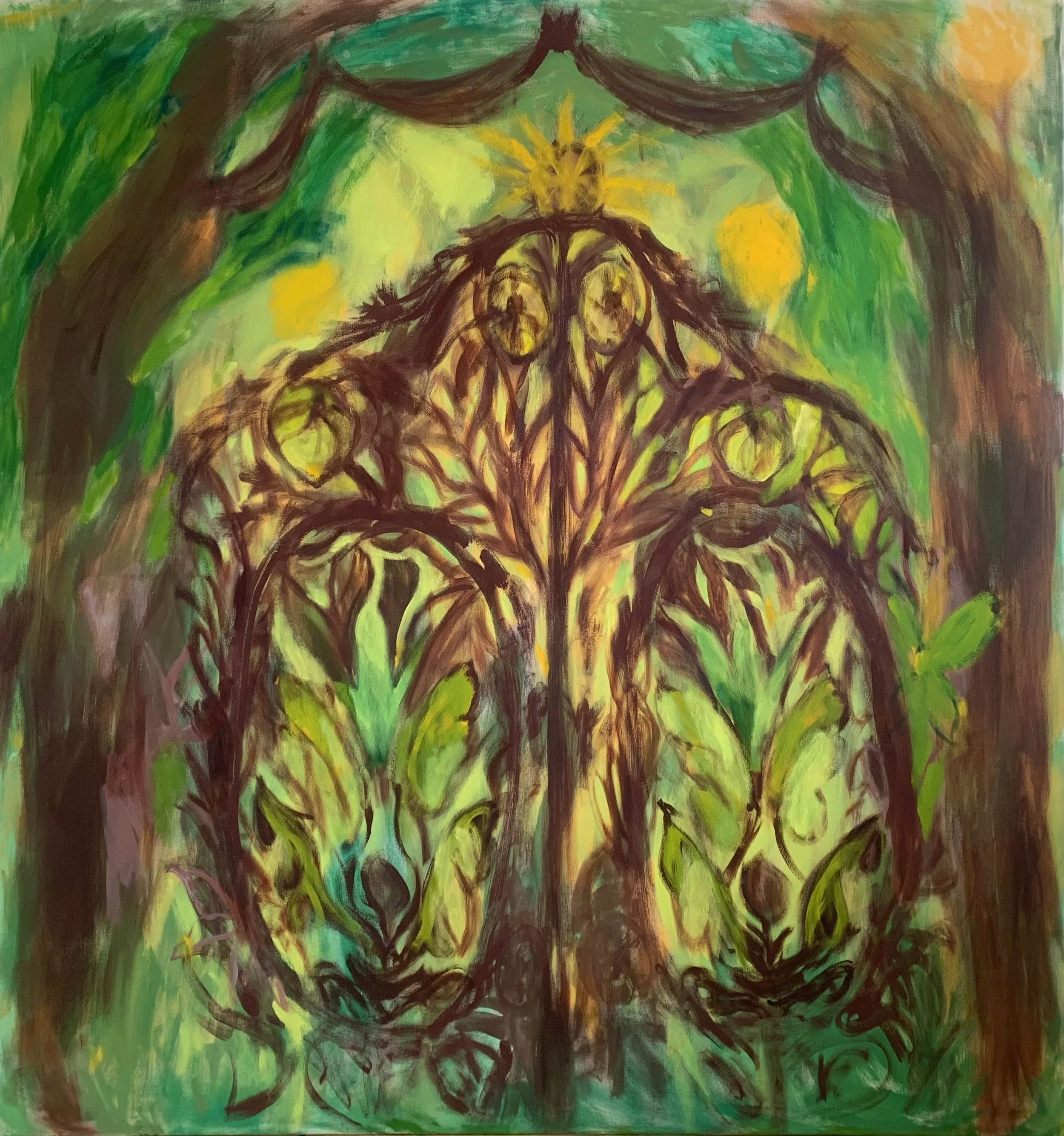 Avartukaa ikiaikaiset ovet / tempera kankaalle / 170x160 cm