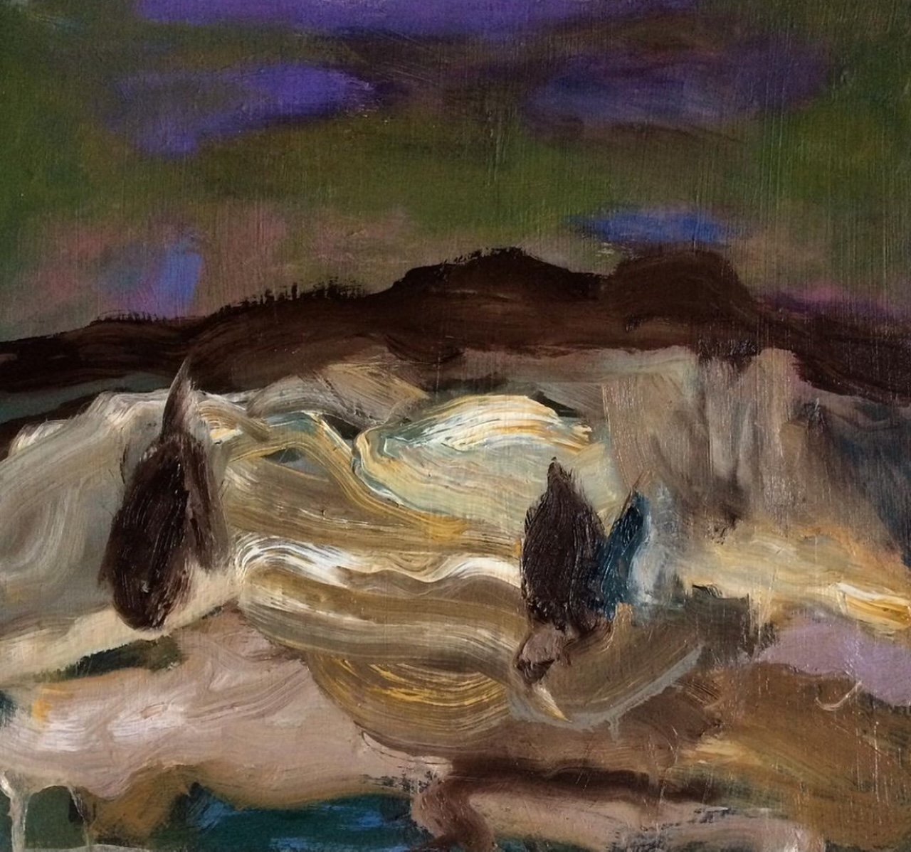 Kaukana kaikesta eikä mistään / Far from everything and nothing / oil on board / 24x28 cm