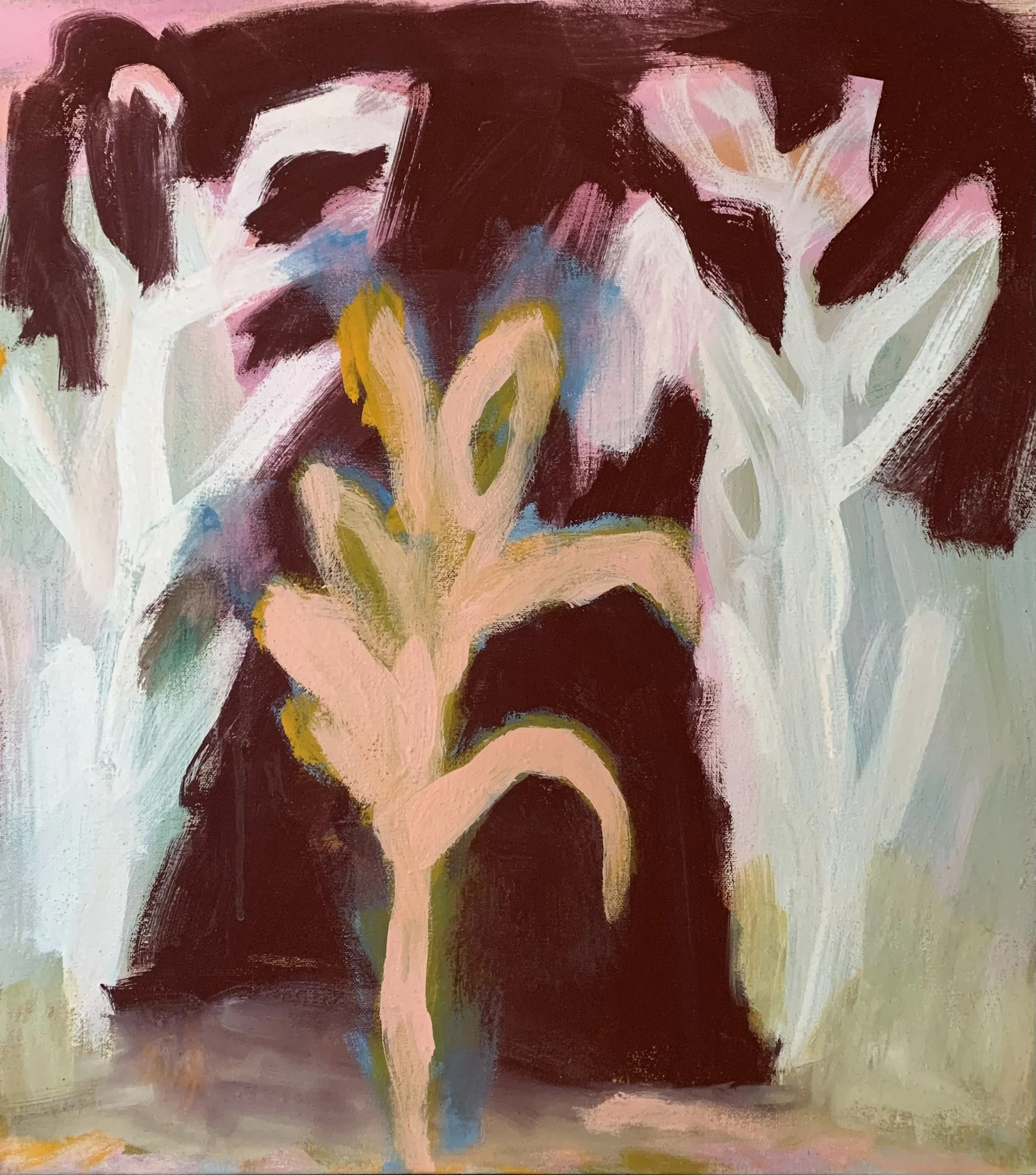 Jo tänään olet kanssani paratiisissa / tempera kankaalle / 47x41 cm