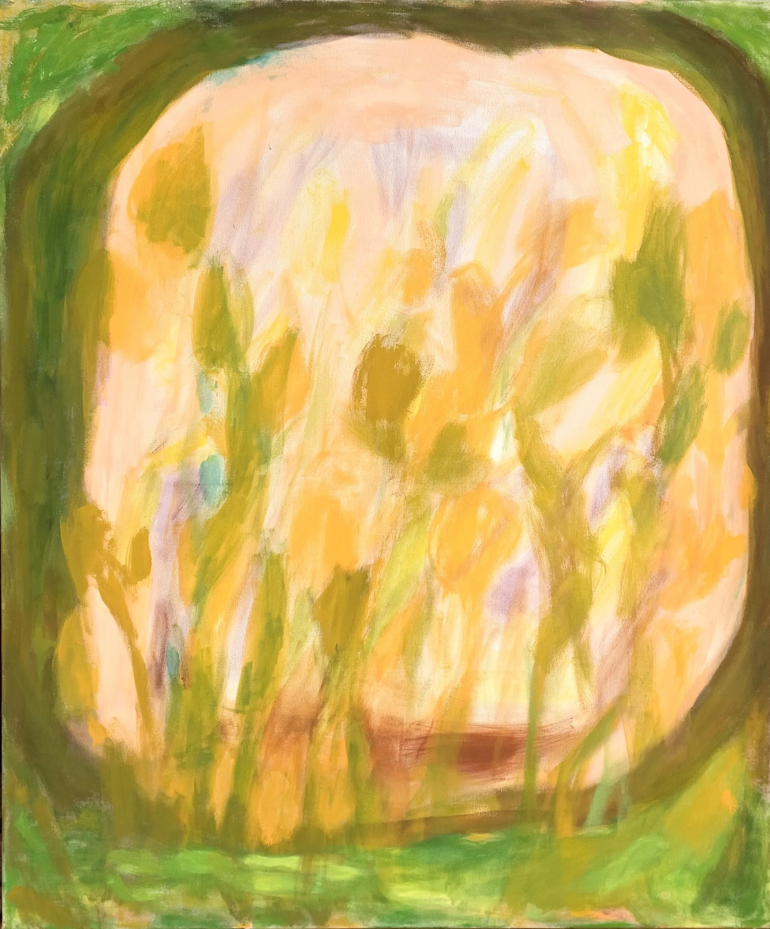 valo ympäröi minut kuin viitta / tempera kankaalle / 120x100 cm