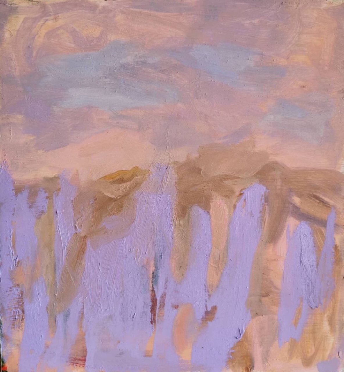 Pyhät vuorella II / Saints on a mountain II / oil on board / 35x32 cm