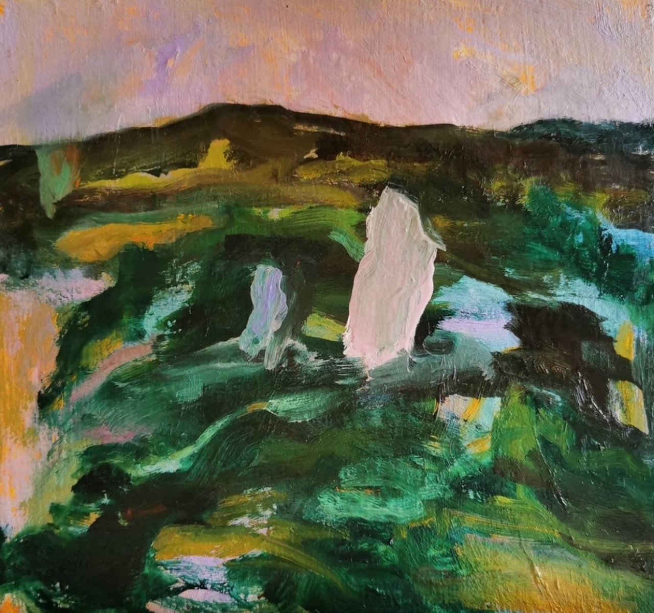 Pyhät vuorella IV / Saints on a mountain IV / oil on board / 24x28 cm