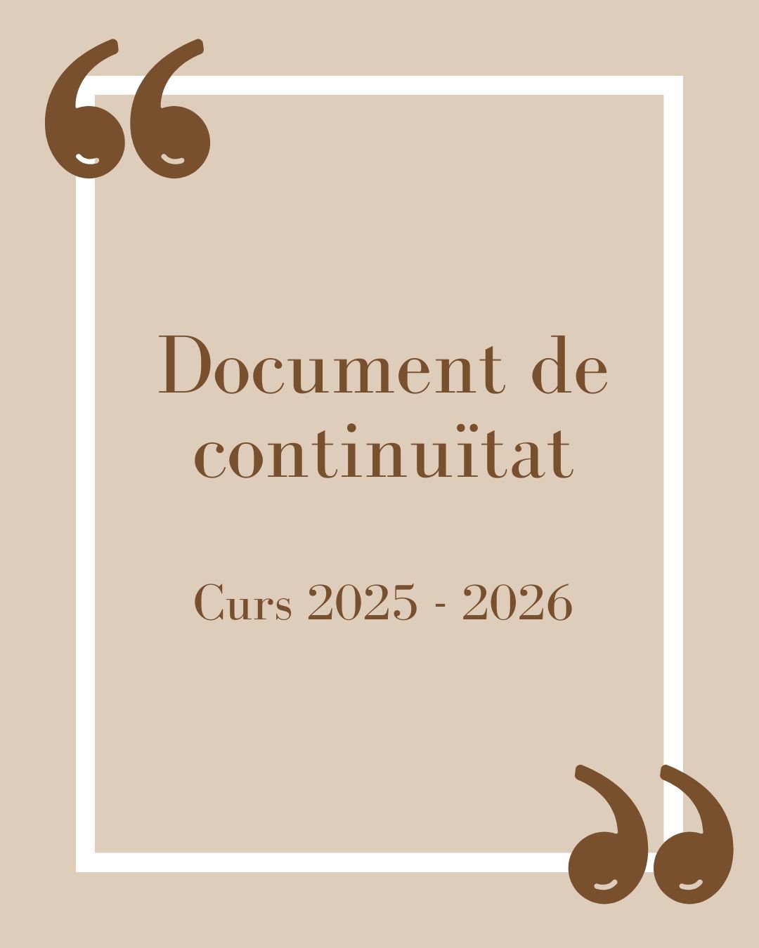 Document de continuïtat - Curs 2025 - 2026