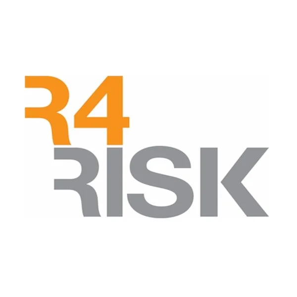 Logo with 'R4' in orange above the word 'RISK' in gray.