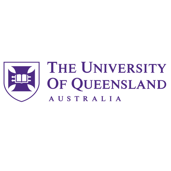 Logo of The University of Queensland, Australia, featuring a shield with book and abstract design, in purple text.