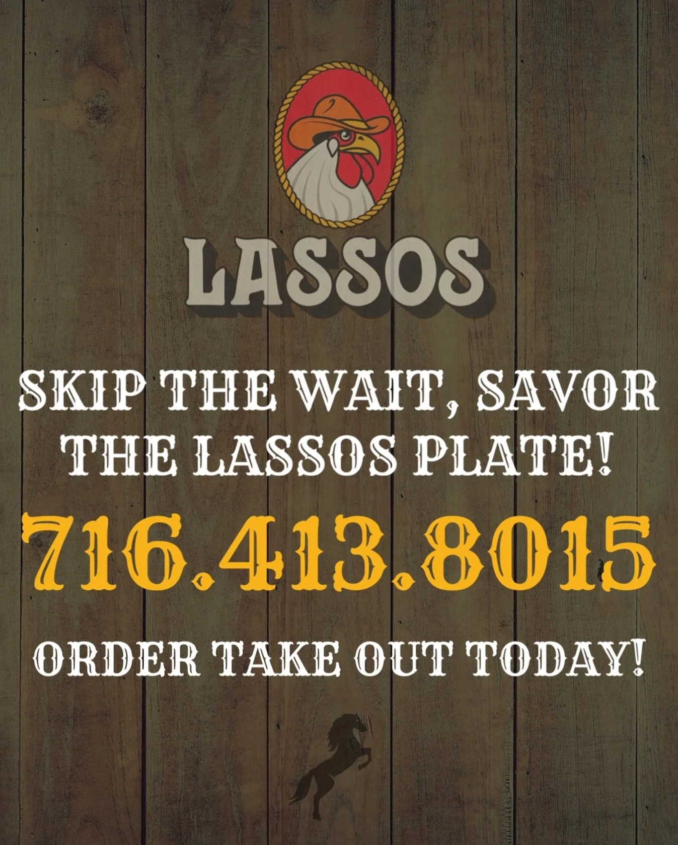 SKIP THE WAIT, savor the Lassos Plate! 

Order takeout today! ☎️

716.413.8015