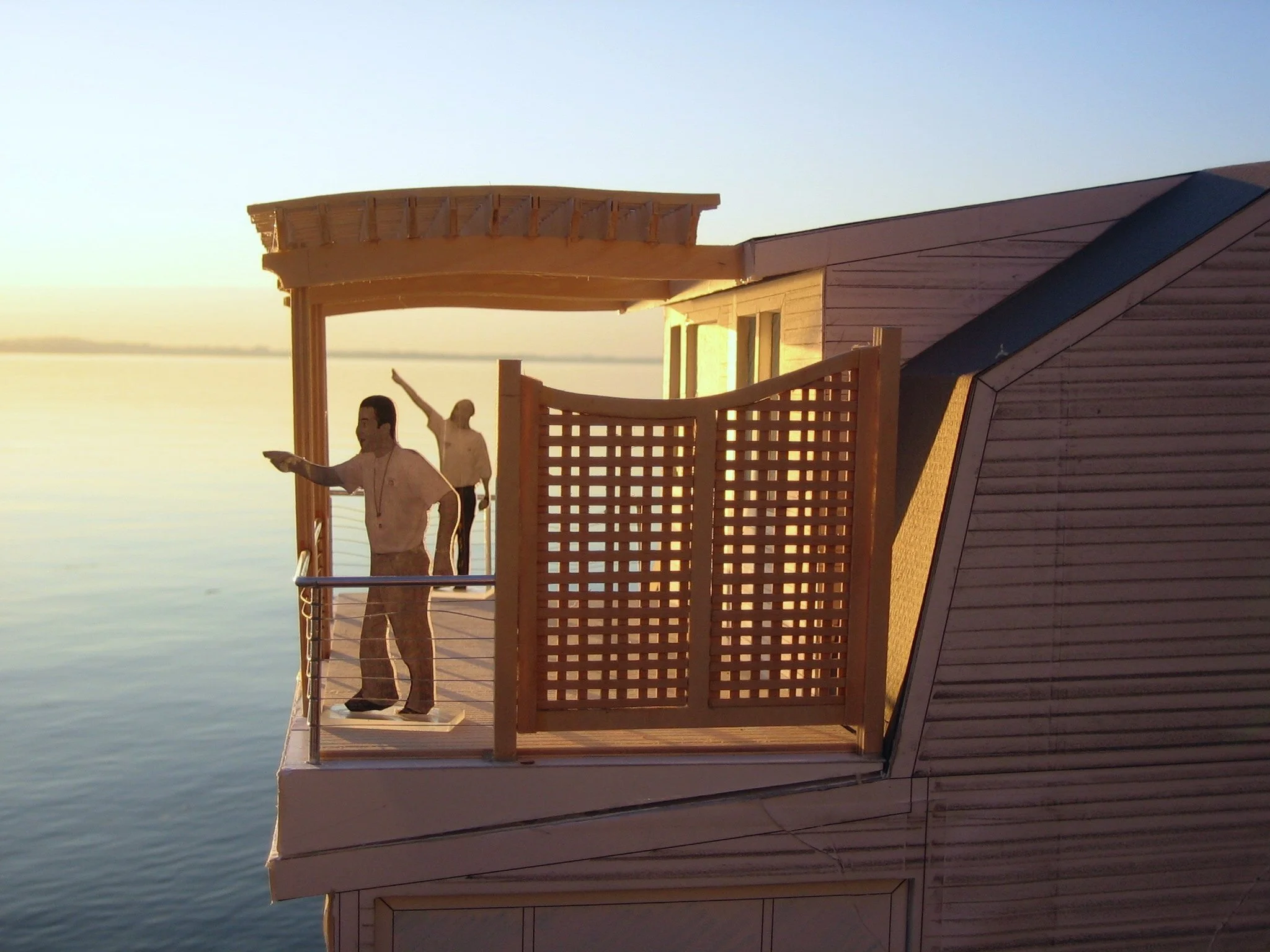 Model of roofdeck  view from neighbors. I didn't want to totally block their view. Shed dormer design by Robert Menapace. Dormer built by  John Mahoney & Jamie Parker.