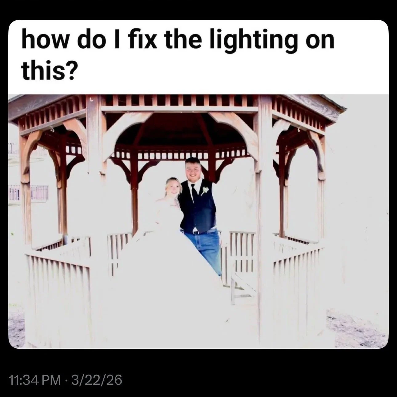 Area Photographers Weigh In On How To Fix Overexposed Wedding Photo; Community Reaches Consensus Immediately