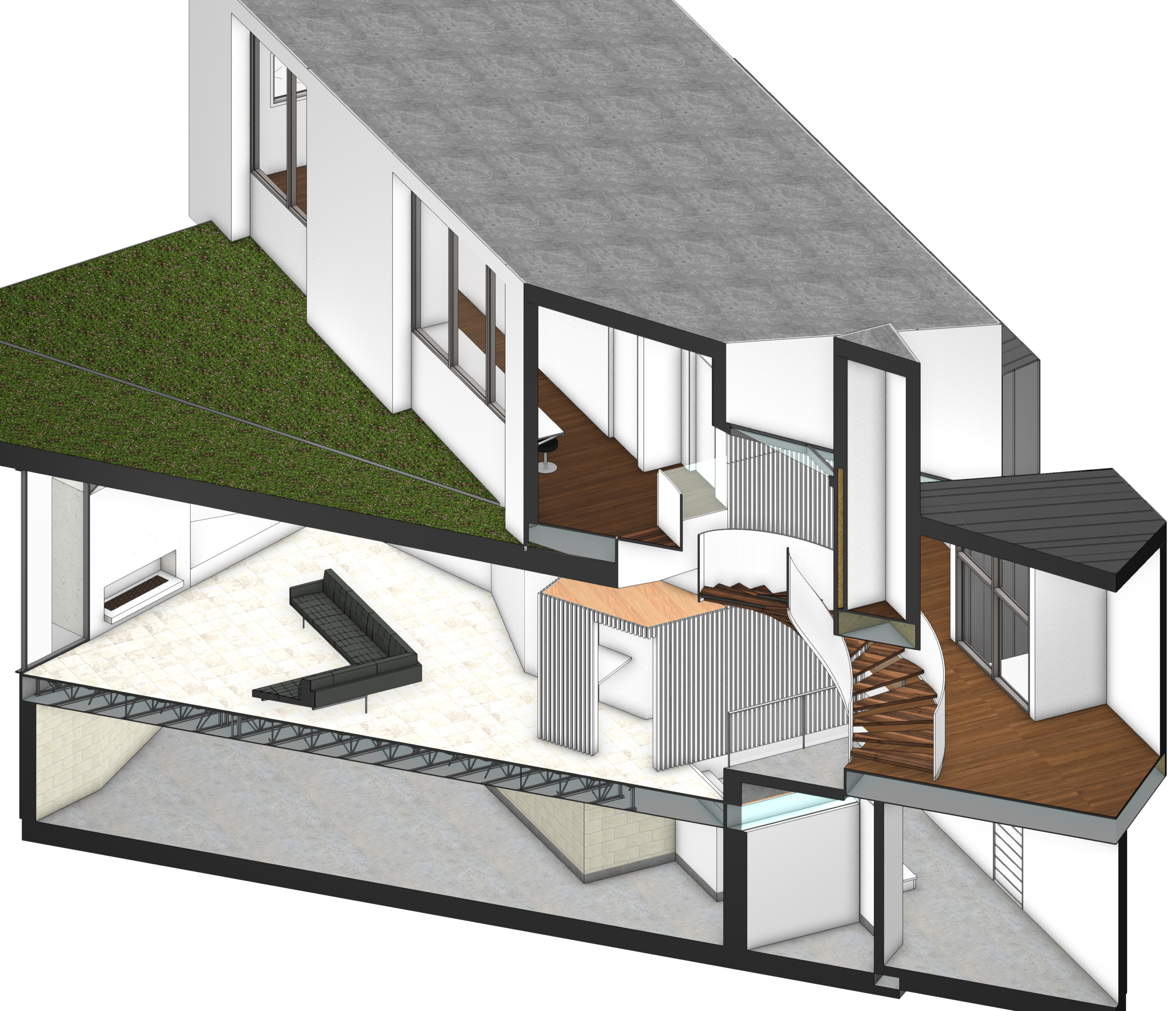Kevan Hoertdoerfer Architects / Axonometric Section