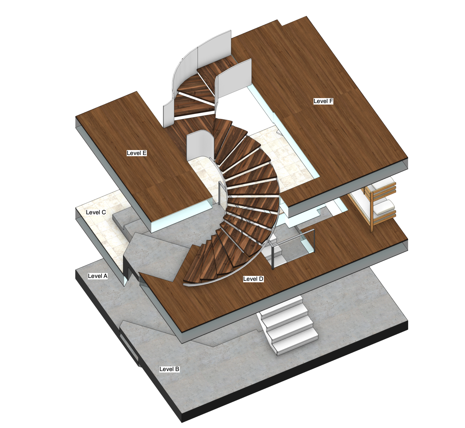 Kevan Hoertdoerfer Architects / Stair Axonometric